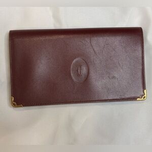 Vintage Must de Cartier Bordeaux Leather Long Wallet